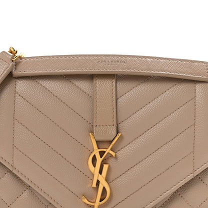 Saint Laurent YSL Monogram Quilted Satchel Medium Dark Beige