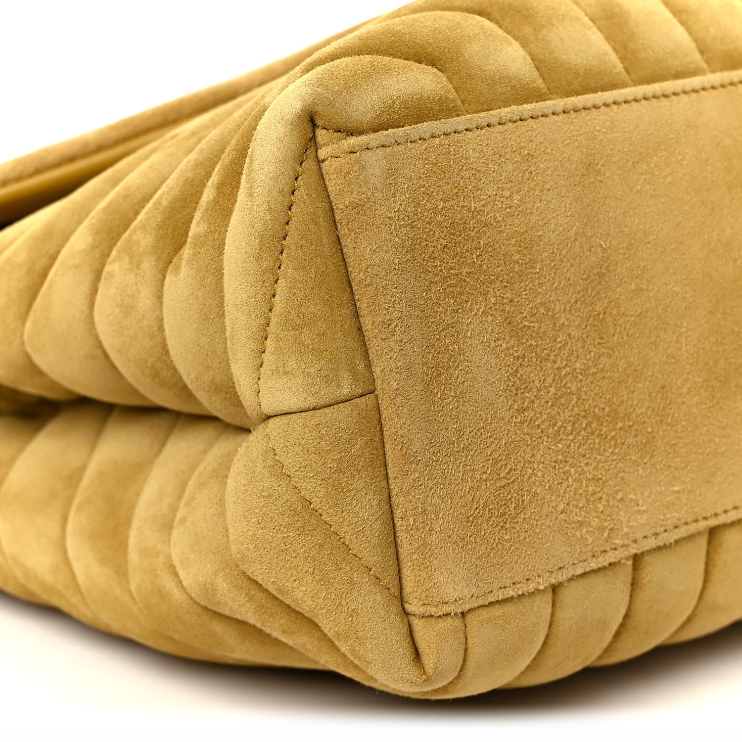 Saint Laurent Suede Y Quilted Monogram Medium Loulou Chain Satchel Chartreuse