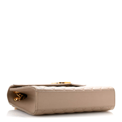 Saint Laurent YSL Monogram Quilted Satchel Medium Dark Beige