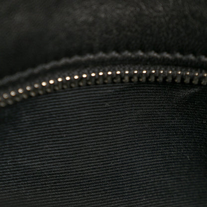 Saint Laurent Lambskin Quilted Medium Loulou Puffer Monogram Chain Satchel Black