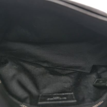 Saint Laurent Lambskin Quilted Small Loulou Puffer Monogram Chain Satchel Black