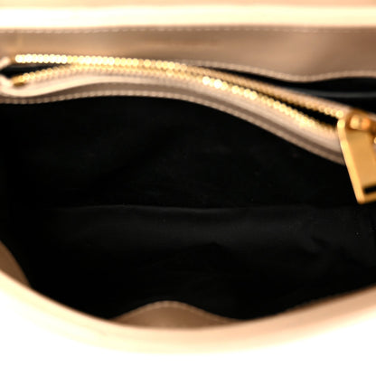 Saint Laurent Calfskin Y Quilted Monogram Small Loulou Chain Satchel Dark Beige