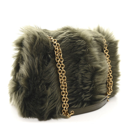 Saint Laurent Jamie 4.3 Shearling Fur Medium Shoulder Bag Olive Ranch
