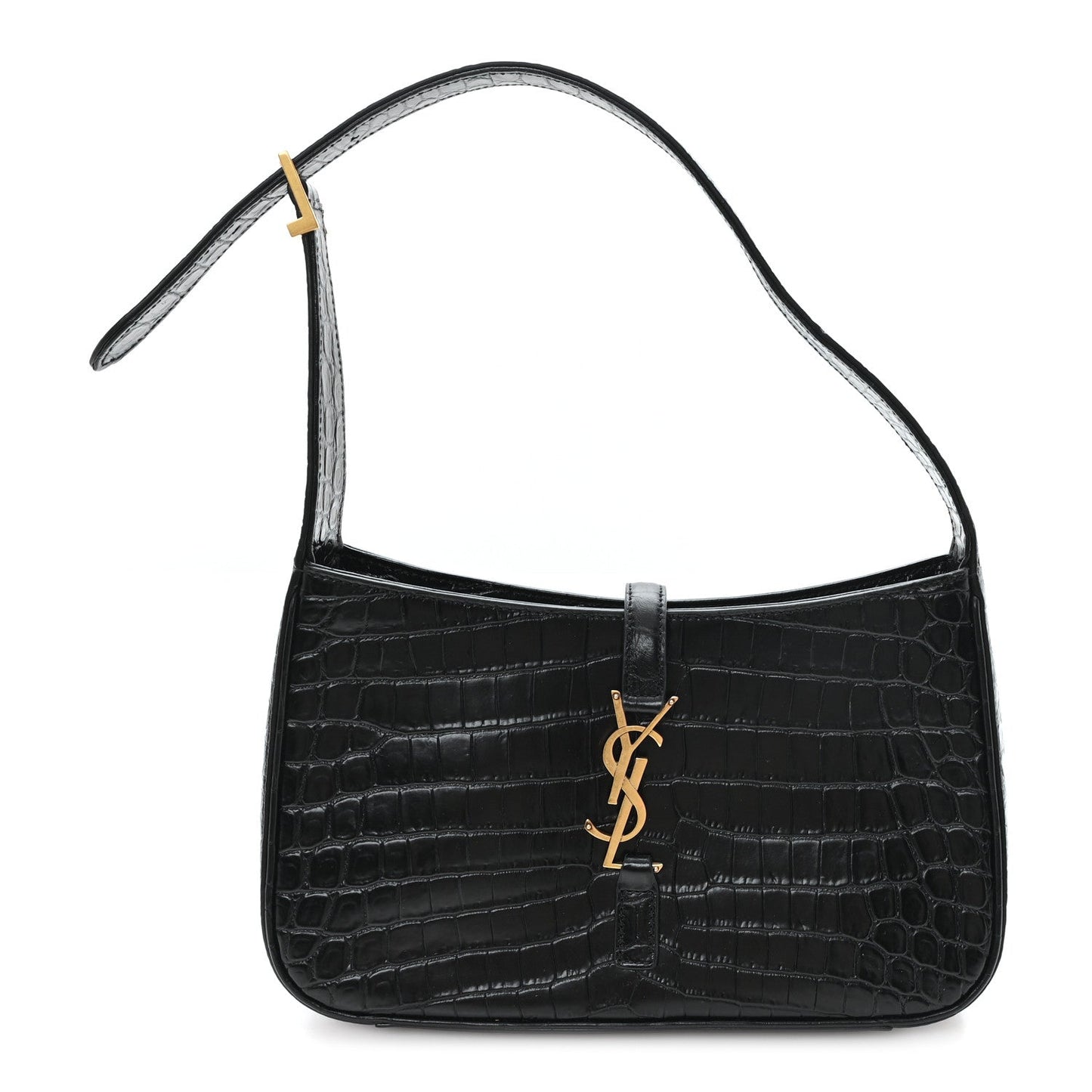 Saint Laurent Le 5 A 7 Hobo Bag Embossed Calfskin Black