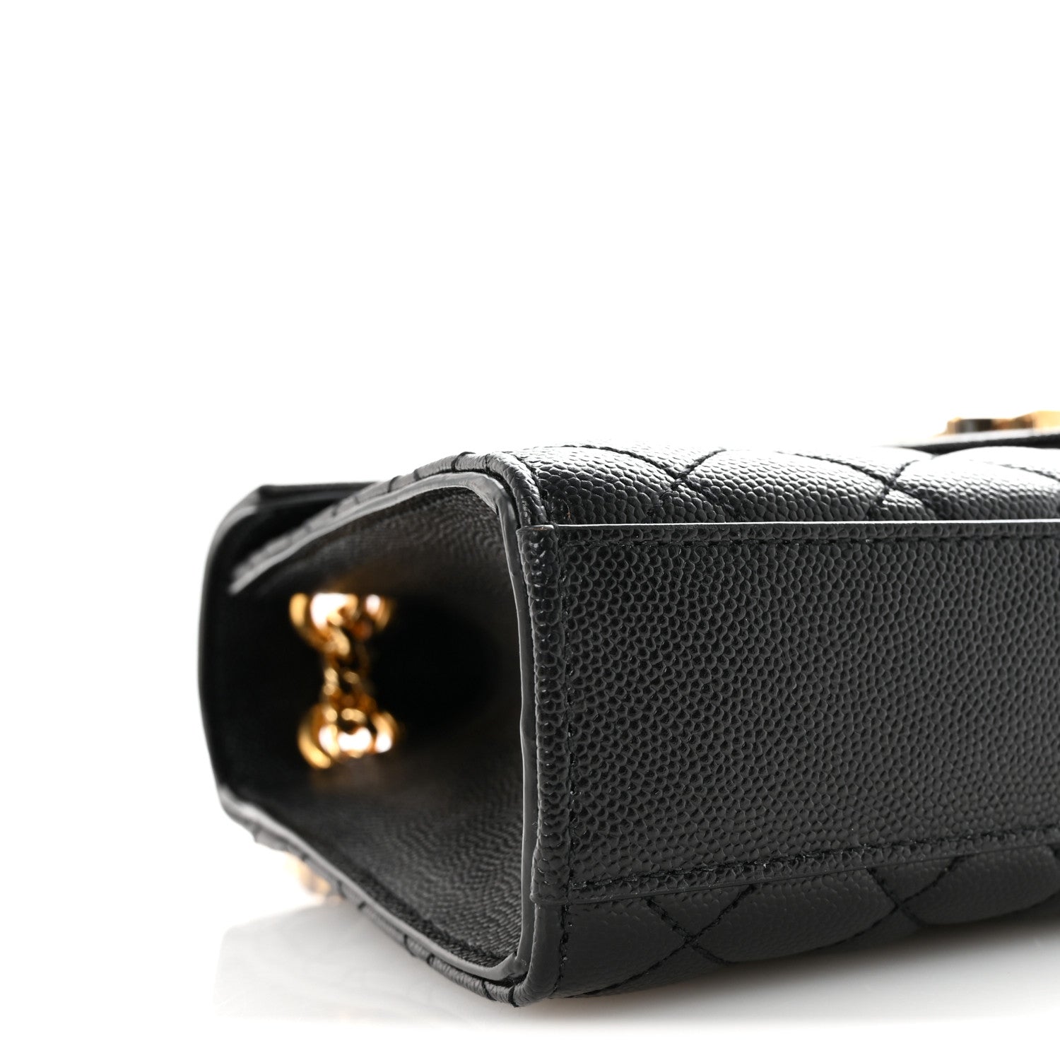 Saint Laurent Grain De Poudre Textured Matelasse Triquilt Medium Satchel Black