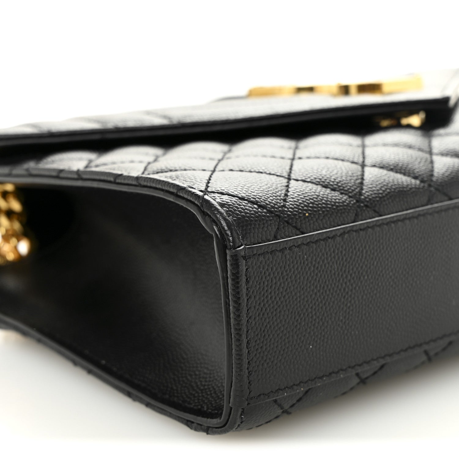 Saint Laurent Grain De Poudre Matelasse Triquilt Medium Monogram Satchel Black