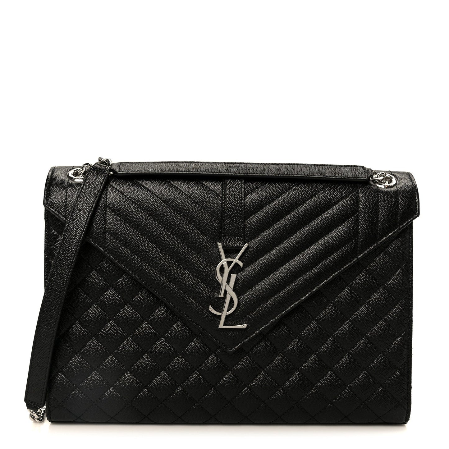 Saint Laurent Grain De Poudre Triquilt Monogram Large Satchel Black