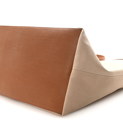 Saint Laurent Canvas Calfskin Y Tote Tan Natural