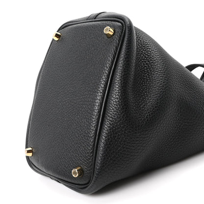 Taurillon Clemence Leather Tote Bag 18 PM Black