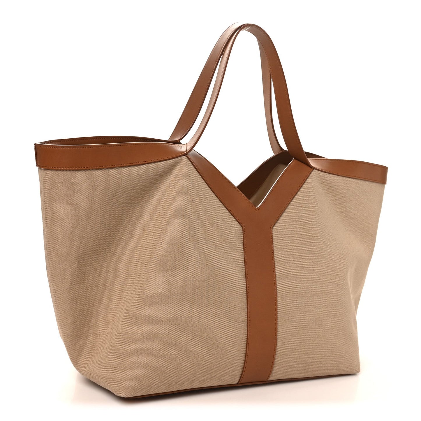 Saint Laurent Canvas Calfskin Y Tote Desert Dust Brick