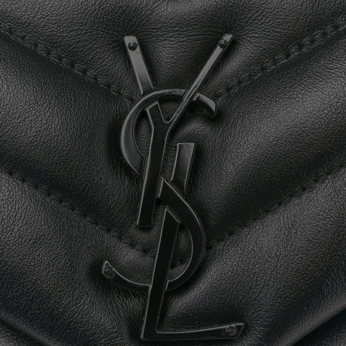 Saint Laurent Loulou Small Chevron Quilted Calfskin Chain Satchel Black