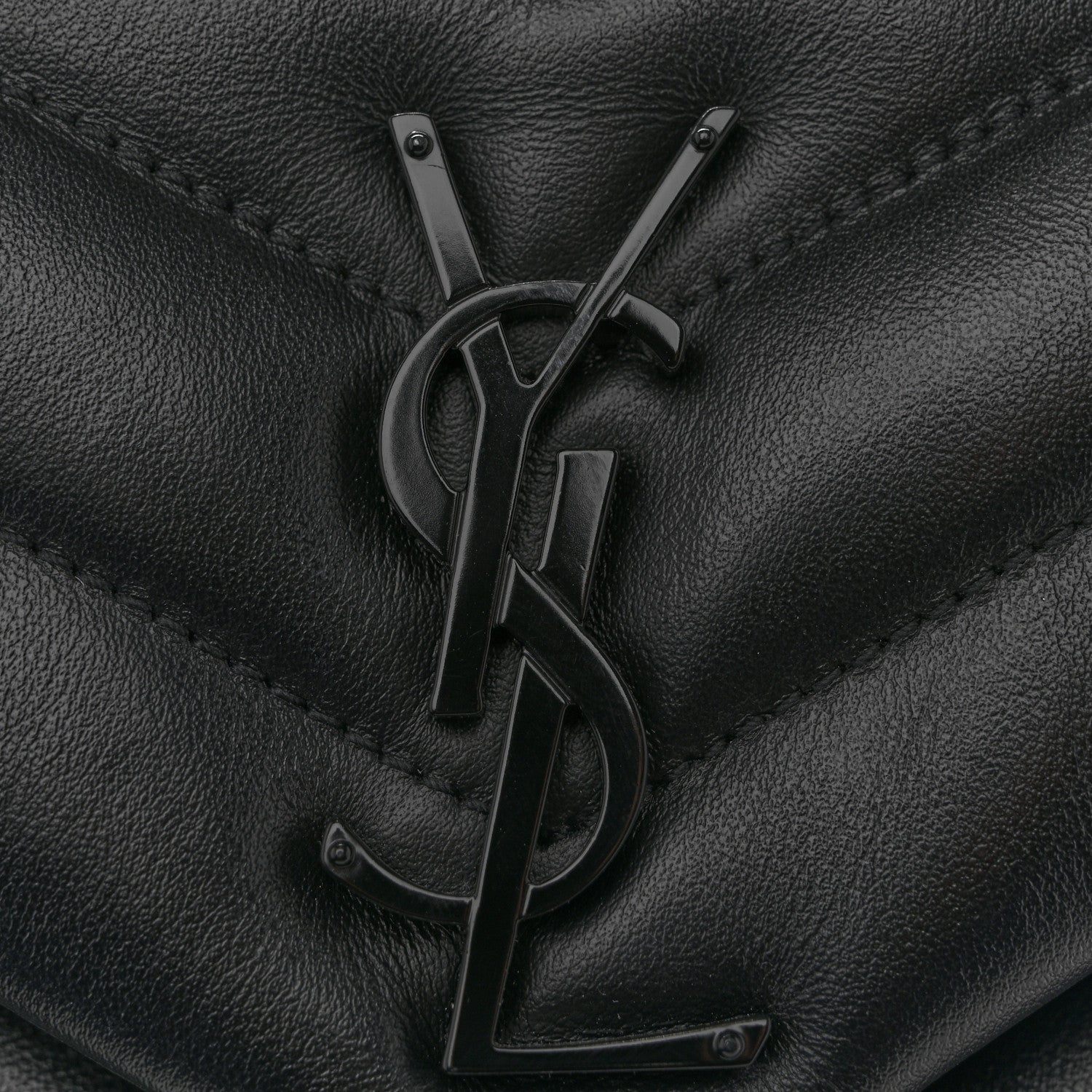 Saint Laurent Loulou Small Chevron Quilted Calfskin Chain Satchel Black
