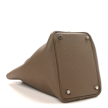 Taurillon Clemence Picotin Lock 18 PM Tote Bag Etoupe
