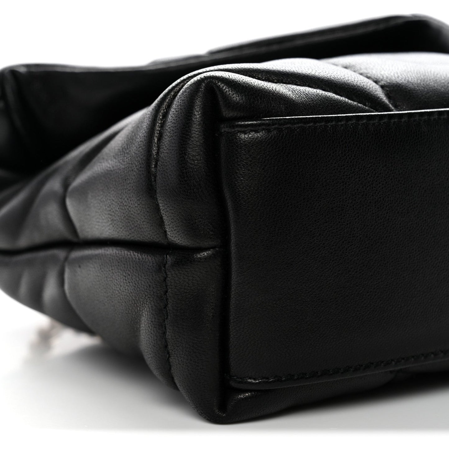 Saint Laurent Lambskin Quilted Toy Loulou Puffer Monogram Chain Satchel Black