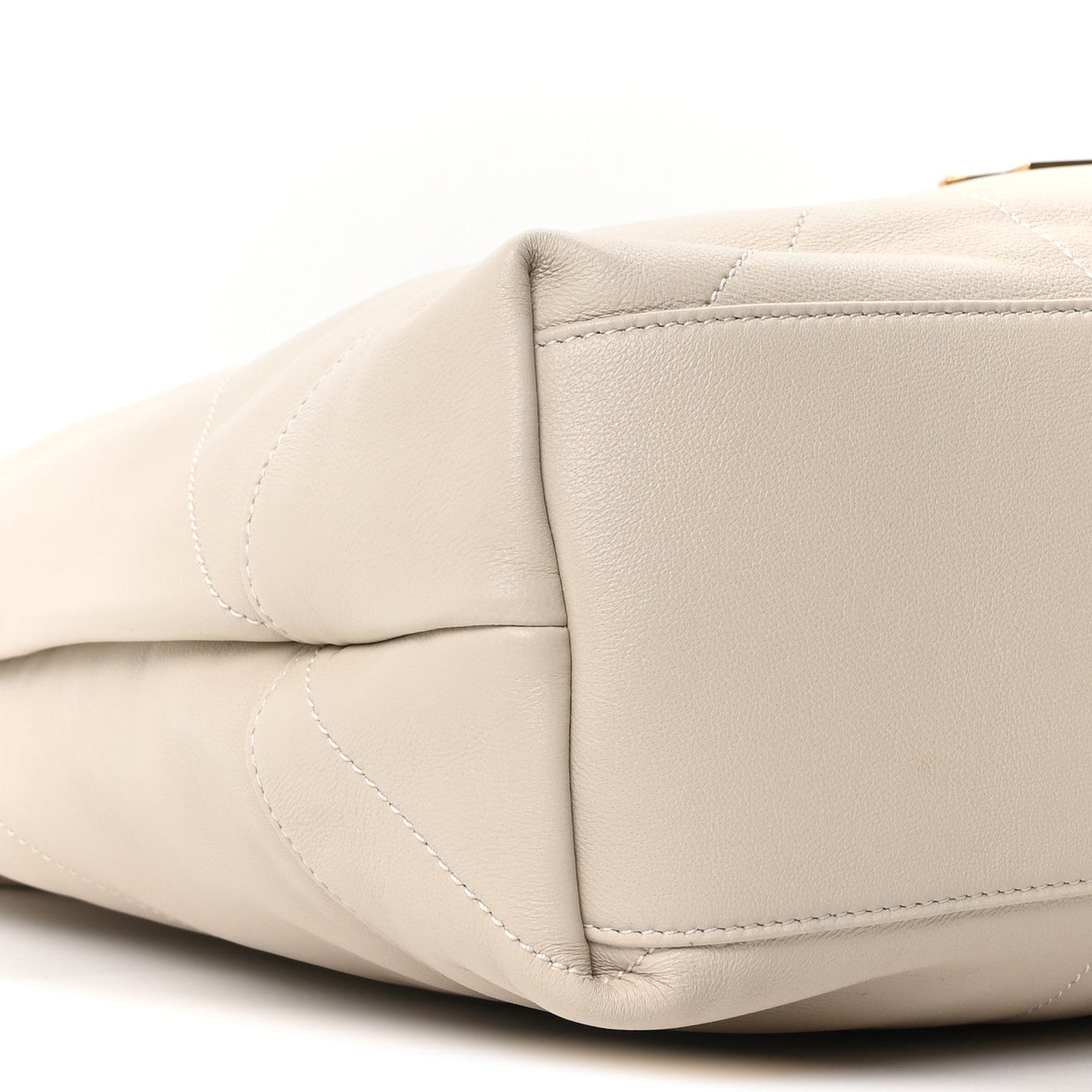 SAINT LAURENT Lambskin Matelasse Monogram Large Jamie 4.3 Pochon Crema Soft Off White