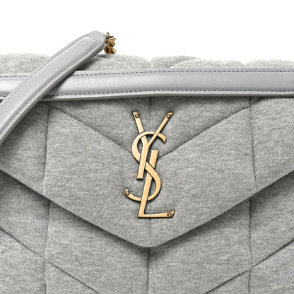 Saint Laurent Jersey Quilted Loulou Puffer Satchel Chalk Beige