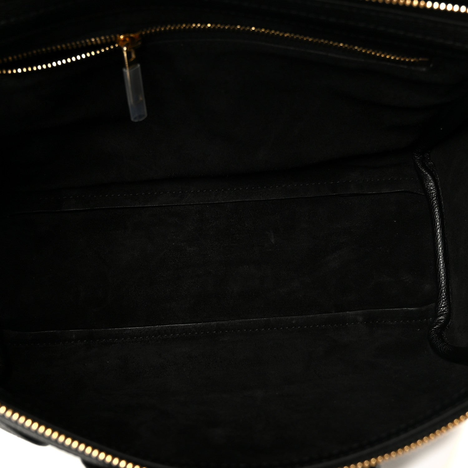 Celine grained calfskin tote interior lining with top zipper