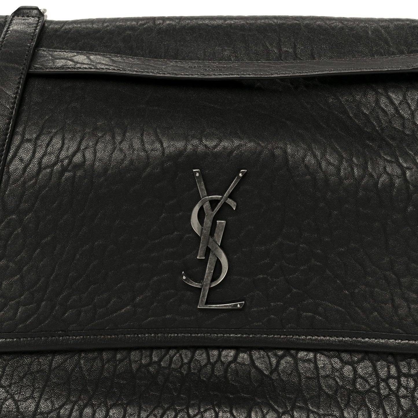 Saint Laurent Grained Lambskin Monogram Large Niki Chain Satchel Black