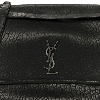 Saint Laurent Grained Lambskin Monogram Large Niki Chain Satchel Black