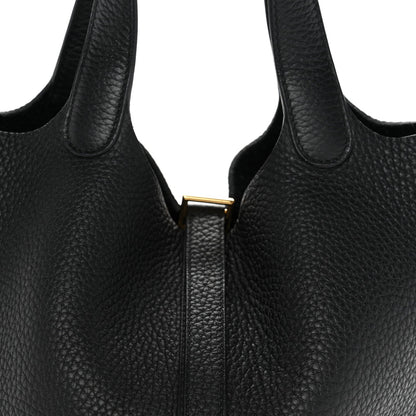 Taurillon Clemence Picotin Lock 18 PM Tote Black Calfskin Leather