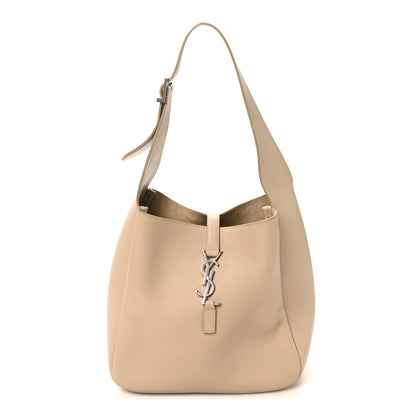Saint Laurent Smooth Calfskin Small Le 5 A 7 Soft Hobo Sea Salt