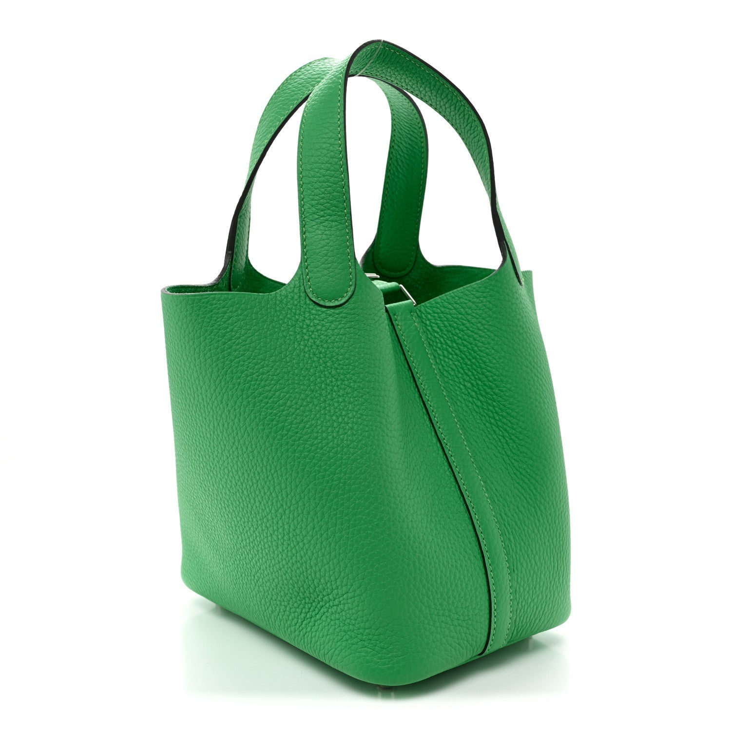 Picotin Lock 18 PM Taurillon Clemence Tote Bag Bambou Green