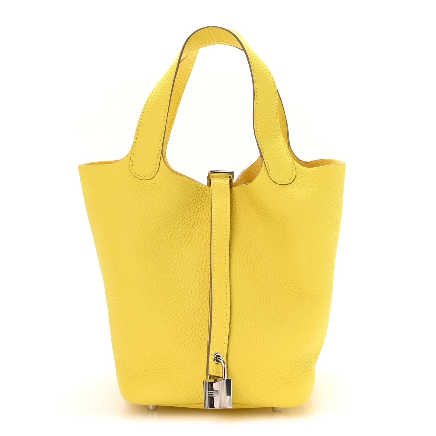 Taurillon Clemence Picotin Lock 18 PM Lime Leather Tote