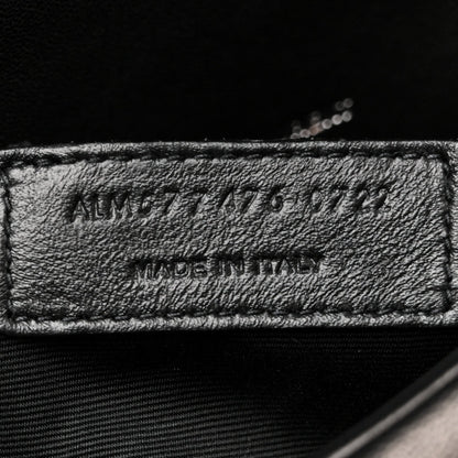 Saint Laurent Lambskin Quilted Small Loulou Puffer Monogram Chain Satchel Black