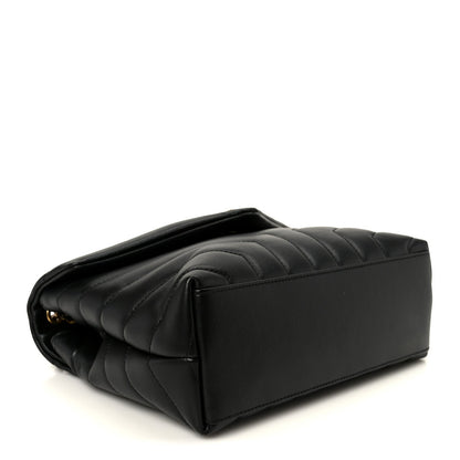 Saint Laurent Small Loulou Chain Satchel Calfskin Y Quilted Monogram Black