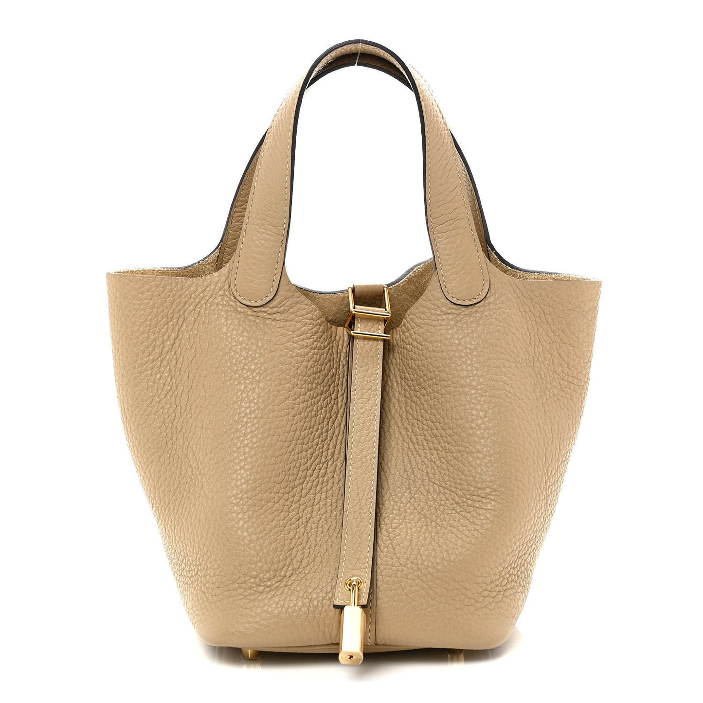 Picotin Lock 18 PM Bucket Handbag Grained Calfskin Leather Trench