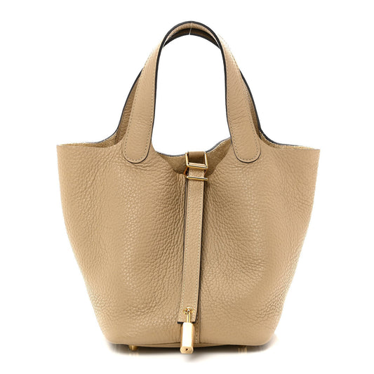 Picotin Lock 18 PM Bucket Handbag Grained Calfskin Leather Trench