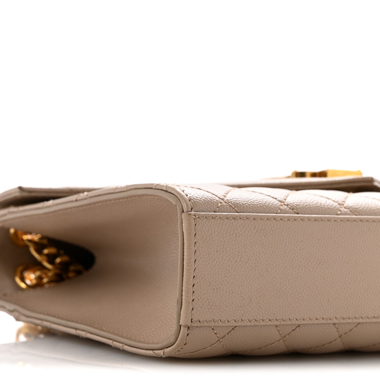 Saint Laurent YSL Monogram Quilted Satchel Medium Dark Beige