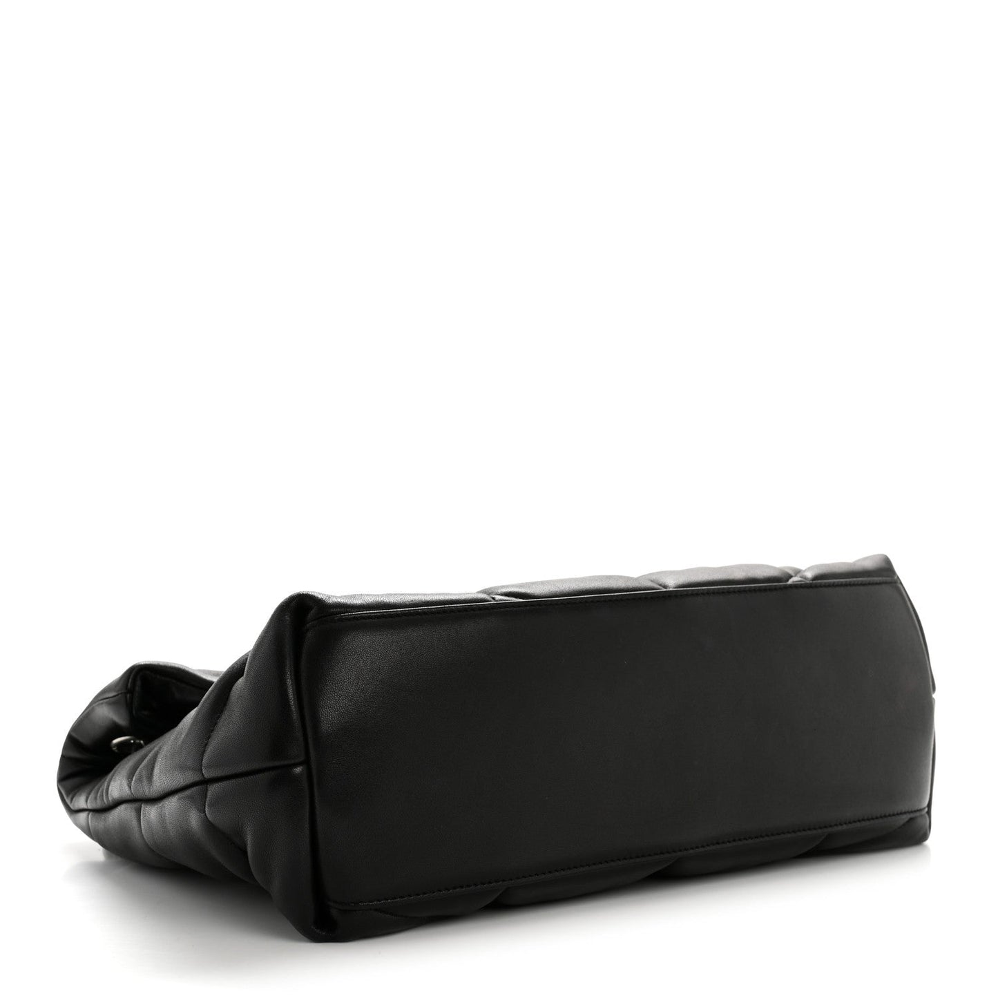 Saint Laurent Lambskin Quilted Medium Loulou Puffer Monogram Chain Satchel Black
