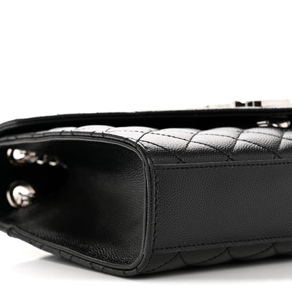Saint Laurent Grain de Poudre Matelasse Triquilt Medium Satchel Black