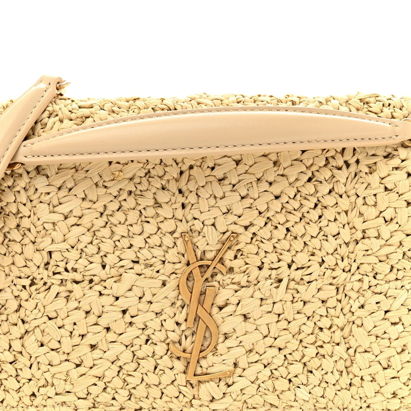 Saint Laurent Raffia Monogram Medium Jamie Shoulder Bag Natural Avorio