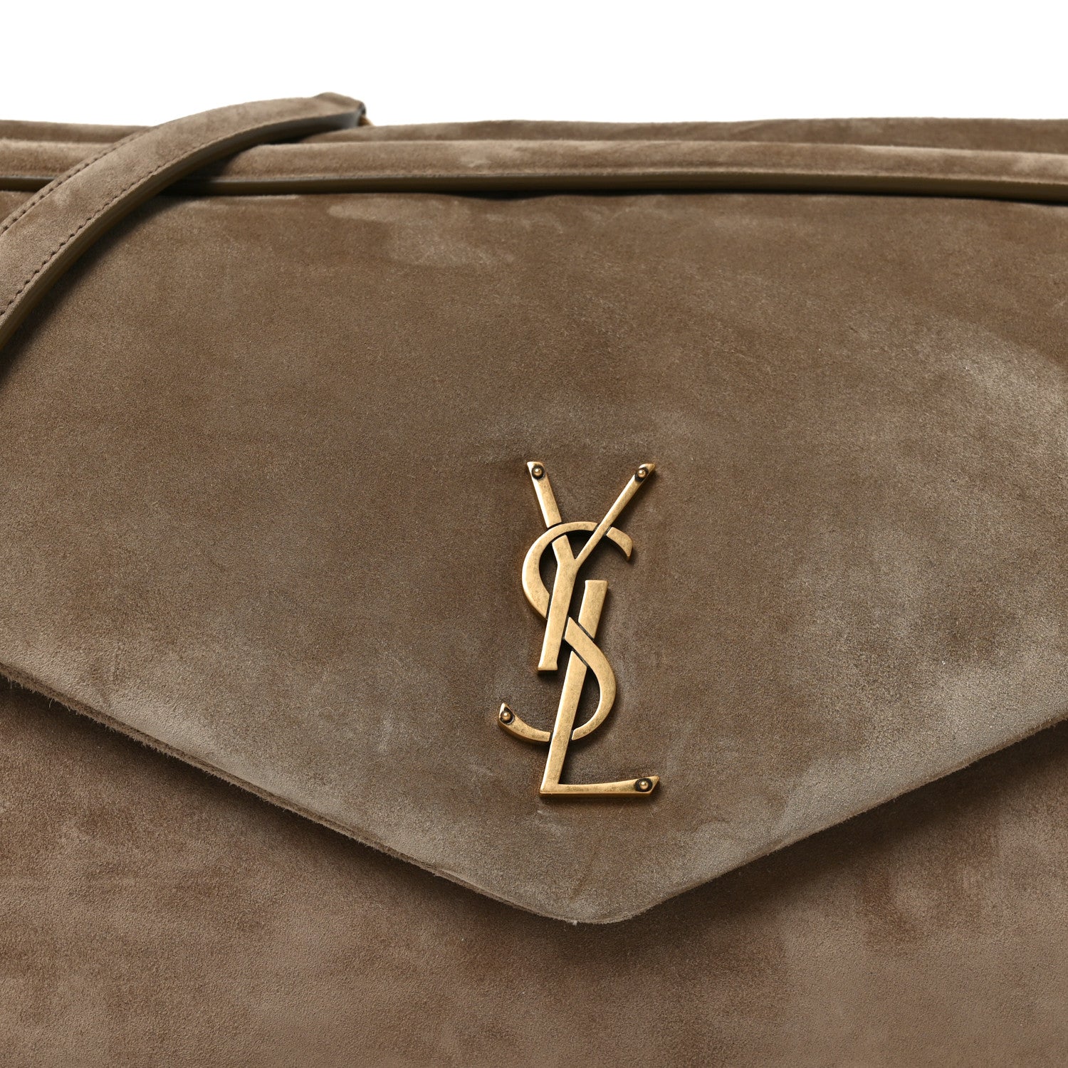 Saint Laurent Calypso Suede Large Shoulder Bag Taupe