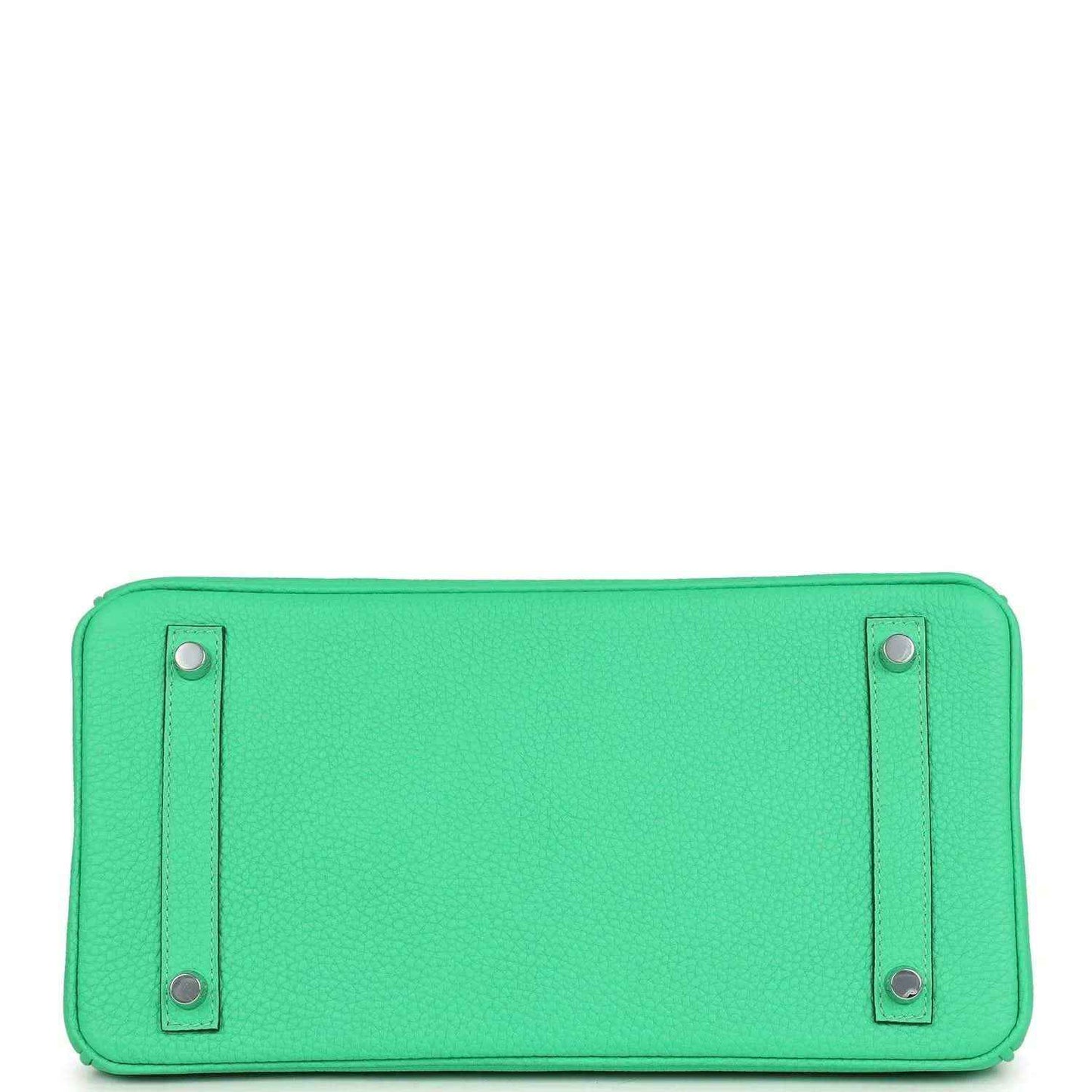 Timeless green leather handbag base with elegant textured finish and silver accents.
