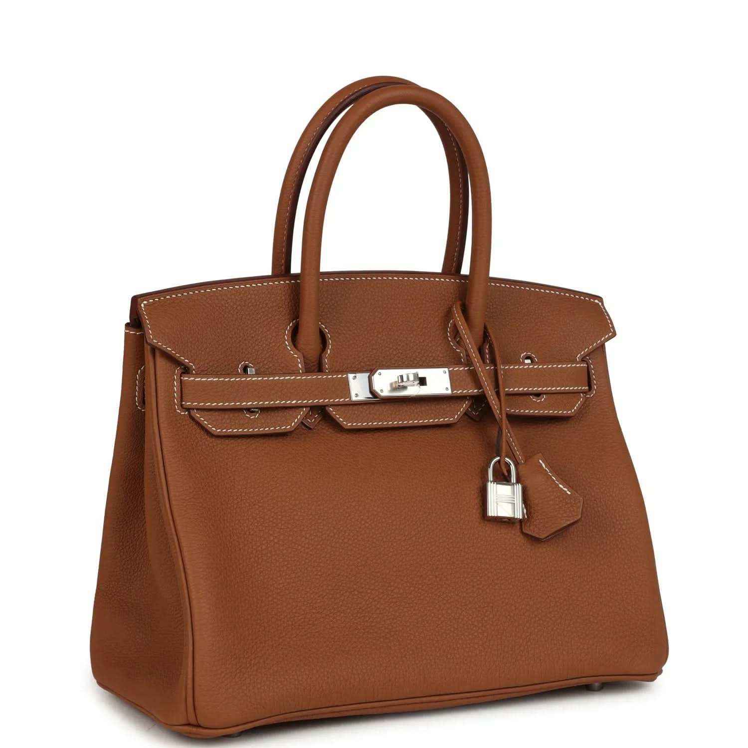 Timeless brown leather handbag with elegant silver hardware and structured silhouette.