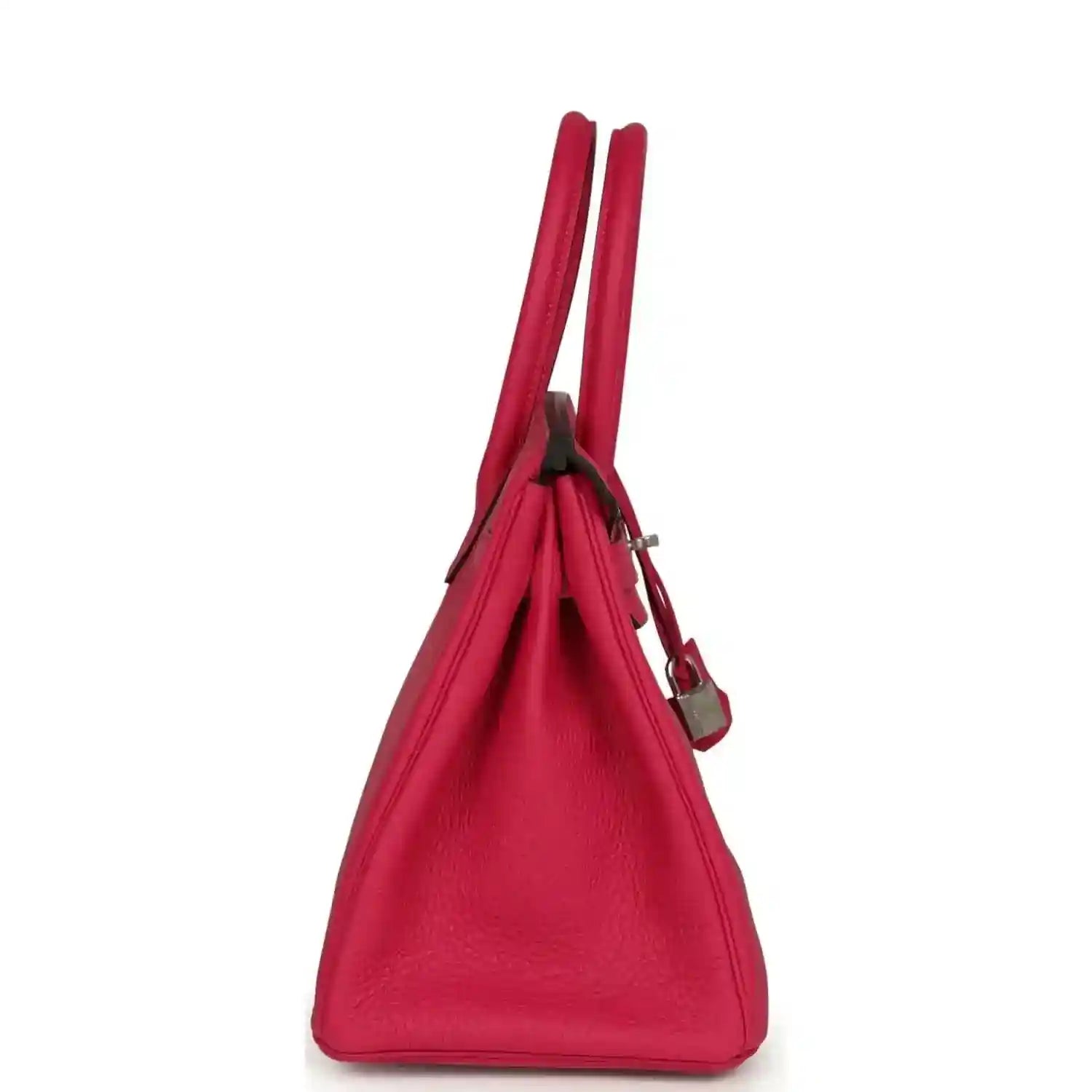 Timeless, elegant pink leather handbag with refined texture and structured silhouette