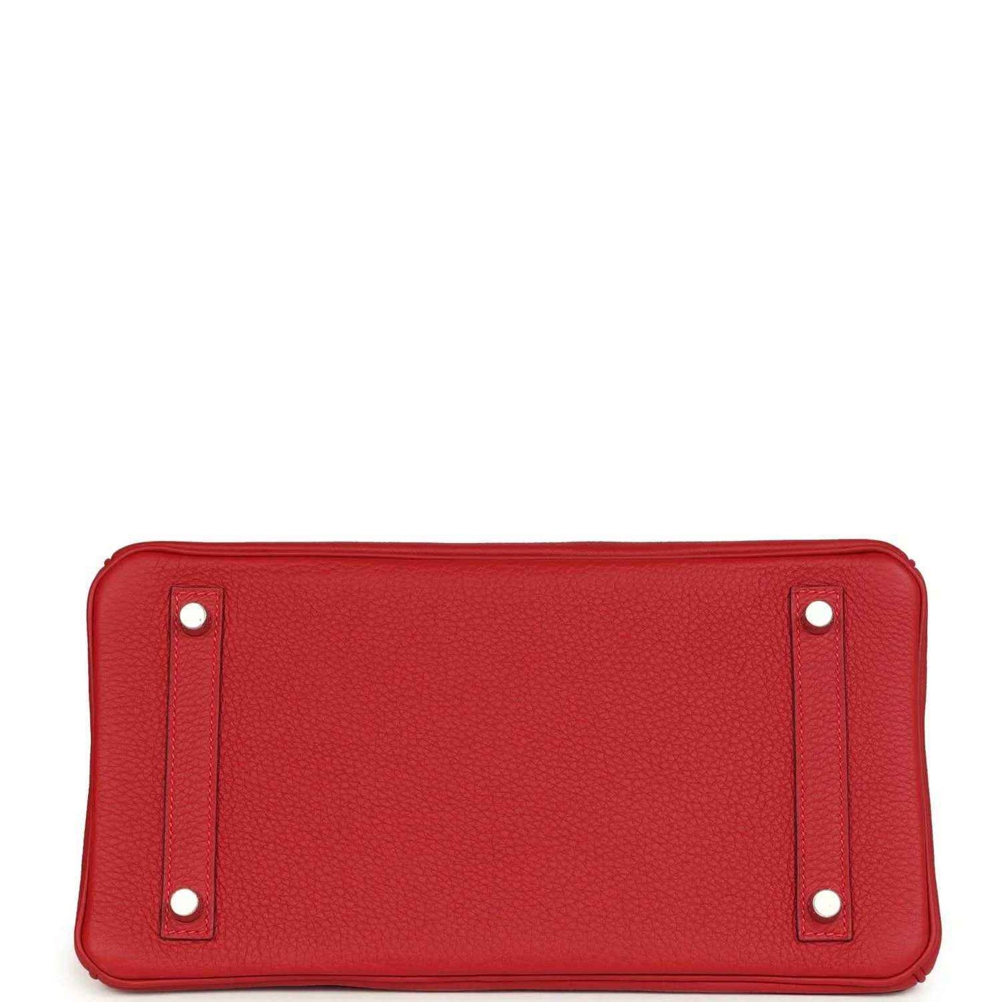 Timeless red leather handbag base with elegant pebbled texture and silver accents.
