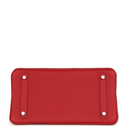 Timeless red leather handbag base with elegant pebbled texture and silver accents.