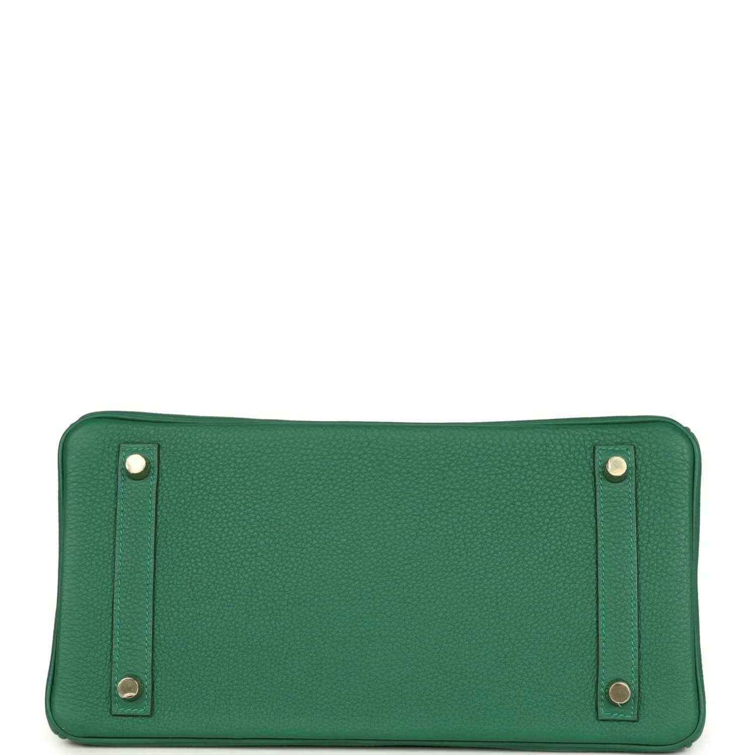 Timeless green leather handbag base with elegant gold feet and refined textured finish