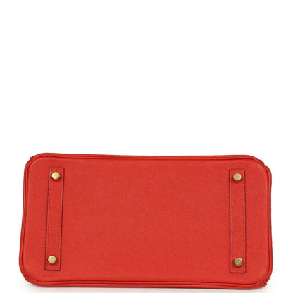 Timeless red leather handbag base with gold-tone hardware and elegant stitching detail.