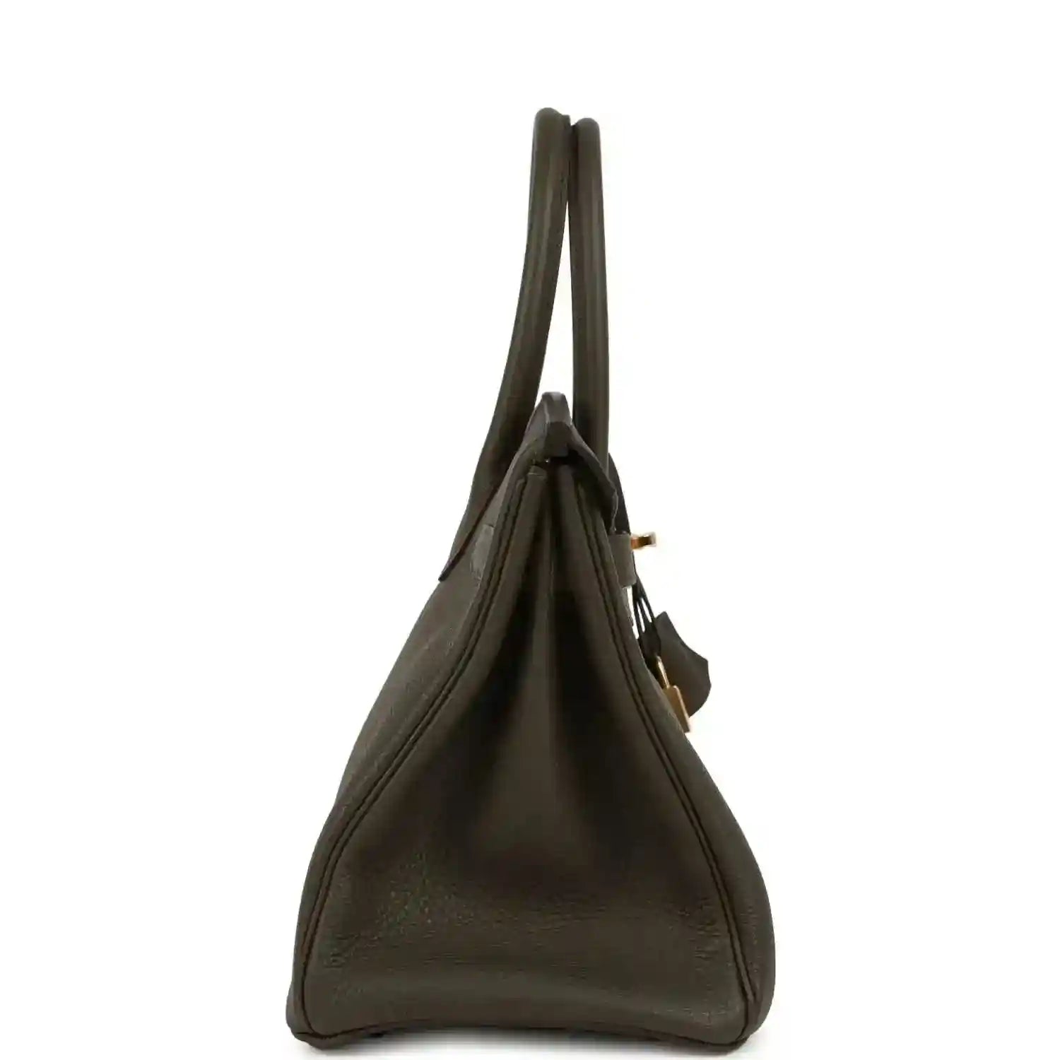 Timeless dark olive leather handbag with elegant structured silhouette and refined details