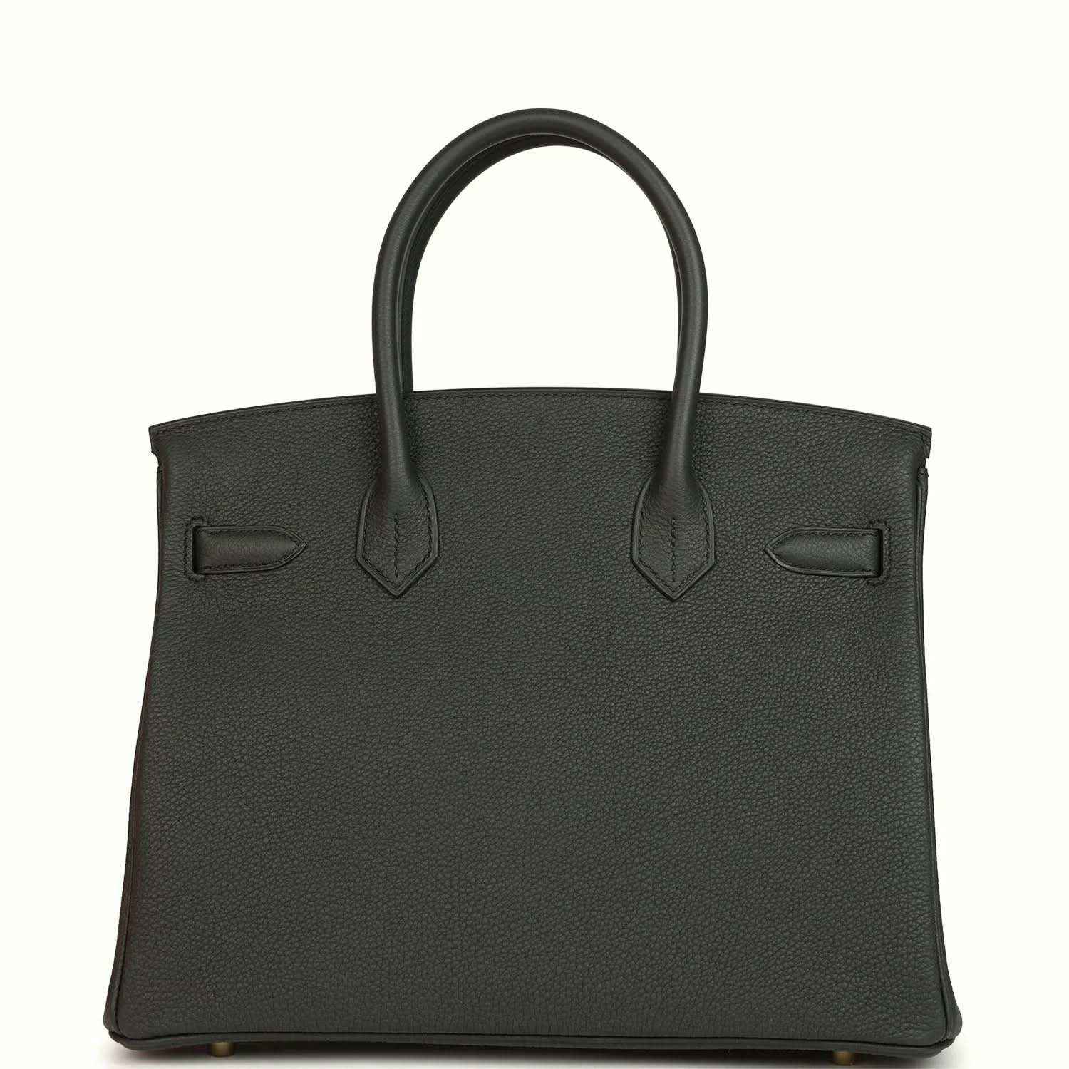 Timeless black leather handbag with elegant, structured silhouette and double top handles.