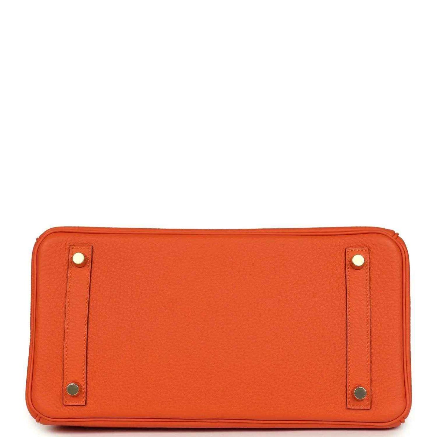 Timeless orange leather handbag base with gold accents, elegant and sophisticated design.