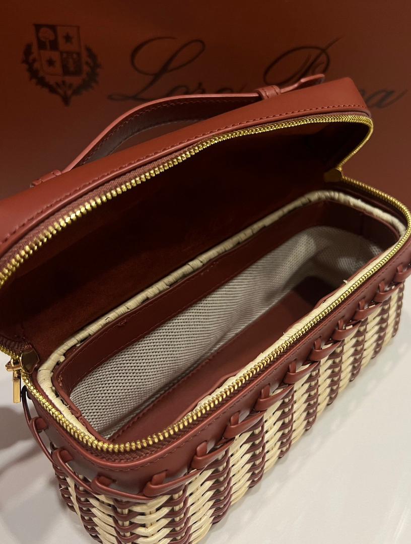 Loro Piana Extra Pocket Pouch in Wicker & Calfskin Leather