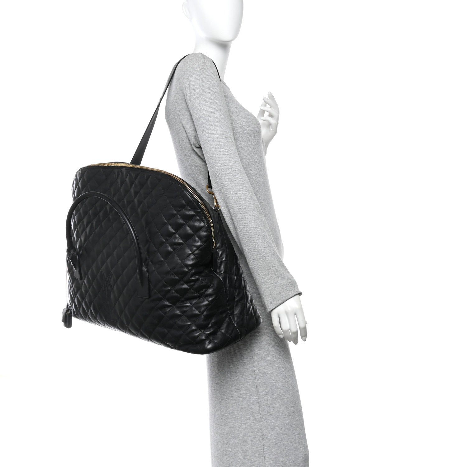 Saint Laurent ES Giant Calfskin Quilted Travel Bag Black