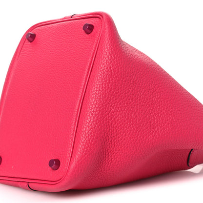 Picotin Lock 18 PM Bucket Tote Textured Calfskin Rose Mexico