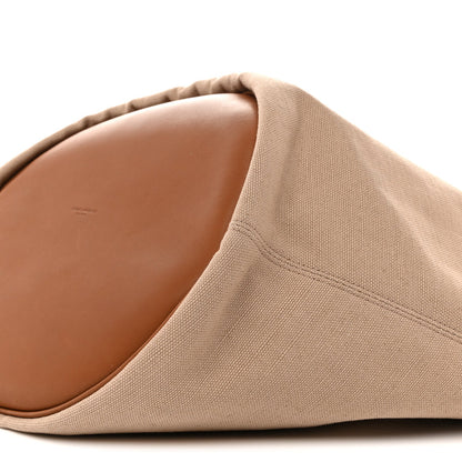 Saint Laurent Canvas Calfskin Lauren Panier Tote Desert Dust